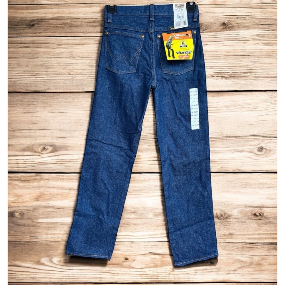 Wrangler VTG Y2K Youth Boy's Jeans Cowboy Cut 13MWZBP Sz 14 SLIM NEW